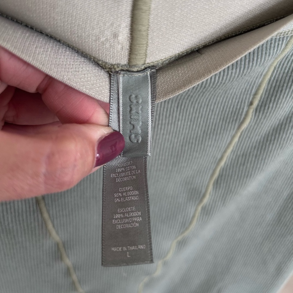 SKIMS Cotton Ribbed Leggings Women’s Size Large Sage Green Pajama Pants Cozy - Picture 5 of 5